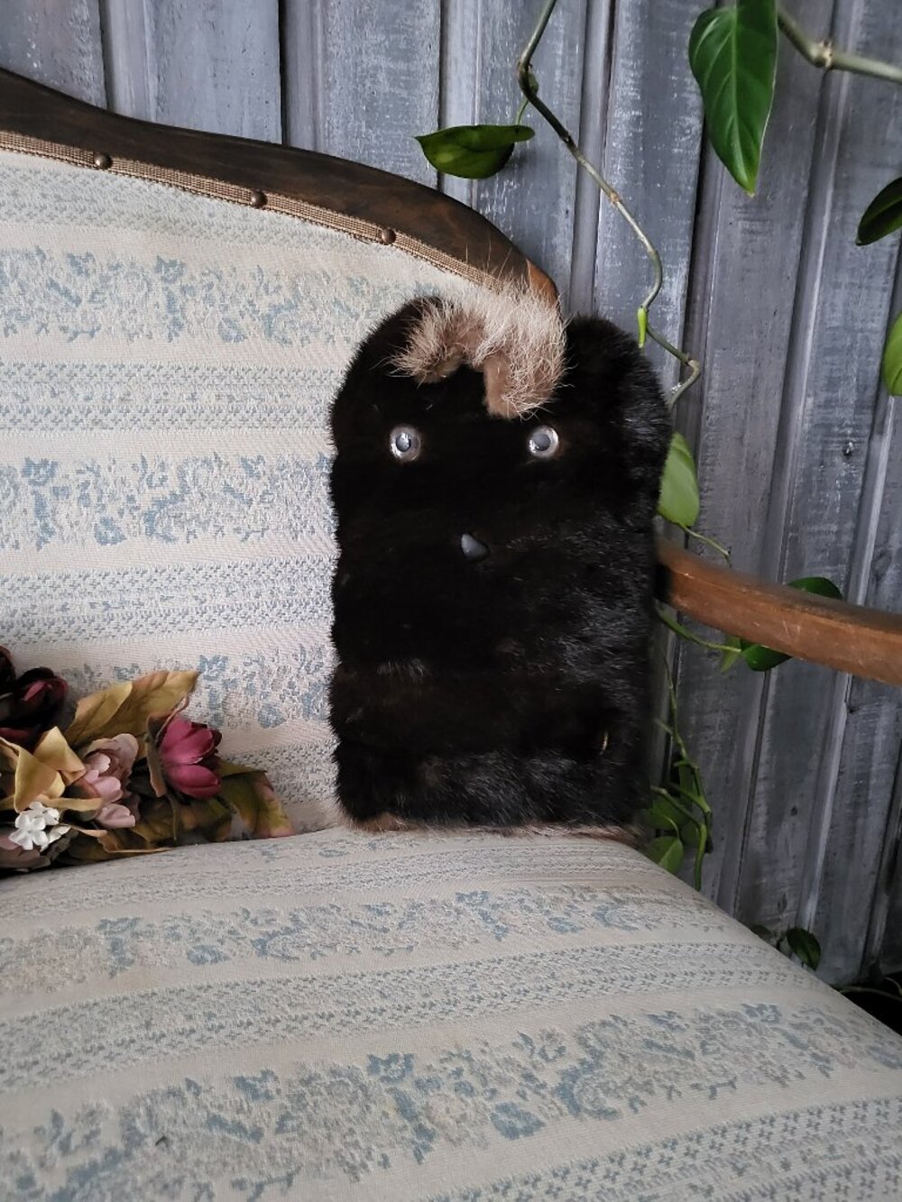 Vintage Handmade Real Mink Fur Animal Plush Decor Cushion OS